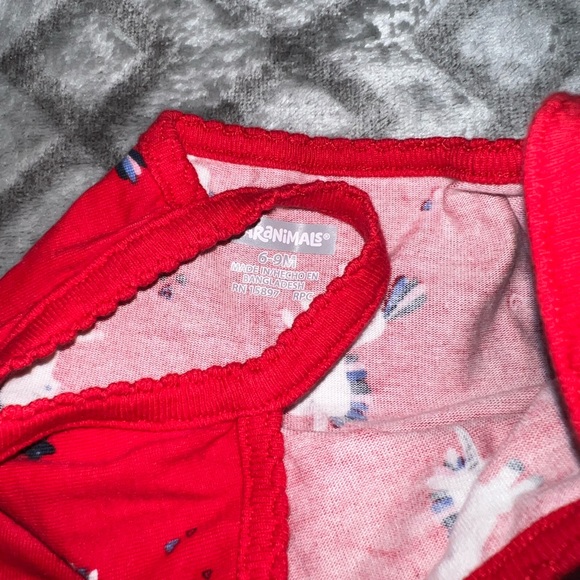 Red Skinny Strap 6/9 M onesie - Picture 2 of 2